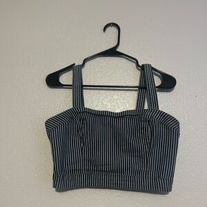 Cropped striped zip up top